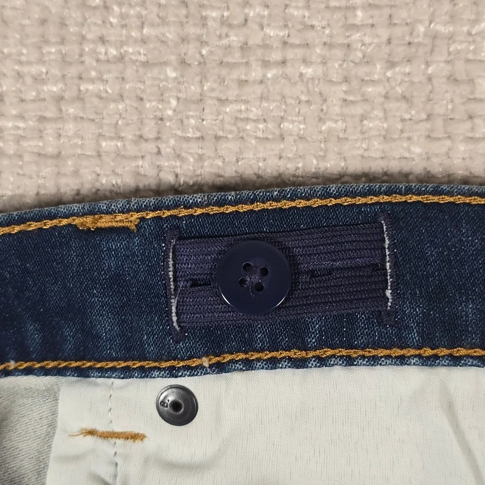 Lands End Boys Husky Denim Jeans Dark Wash Straight Leg Size 10H Stretch Blue‎